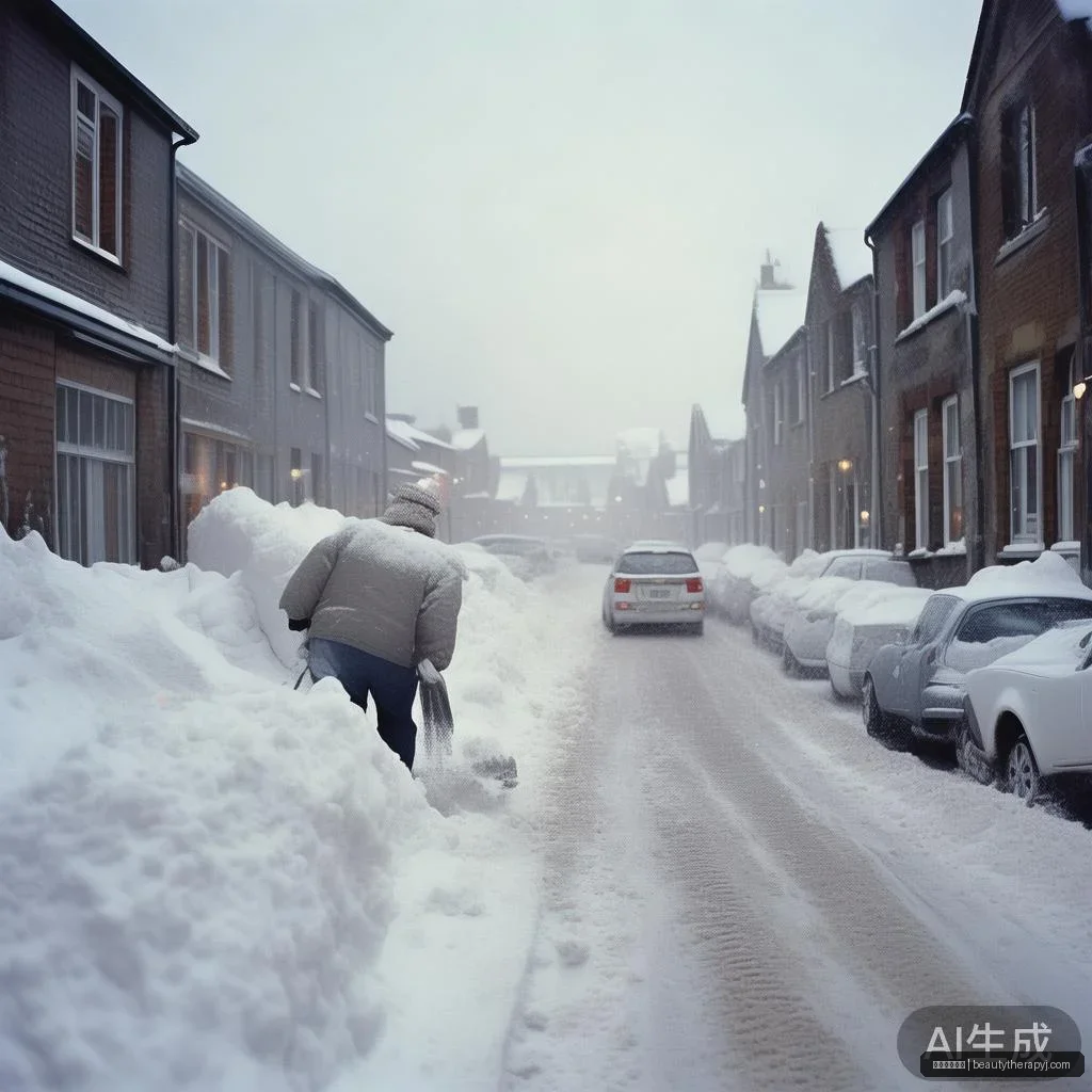 英国部分地区遭遇罕见暴风雪导致交通瘫痪